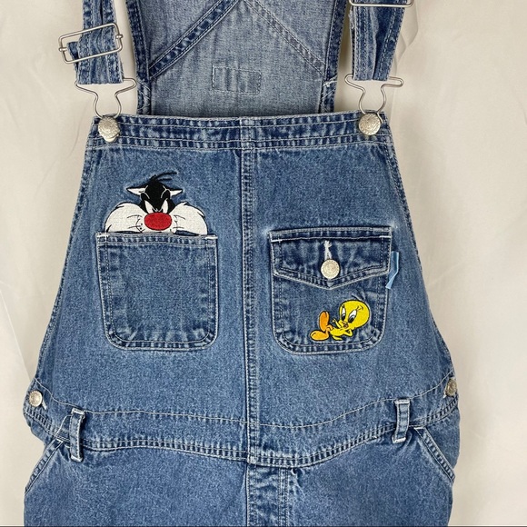 Warner Bros. Blue & White Looney Tunes Overalls - Picture 2 of 15